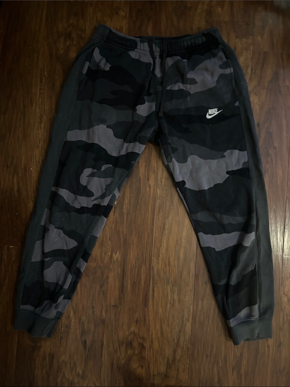 Nike Kids Camo Joggers in Black and Gray
